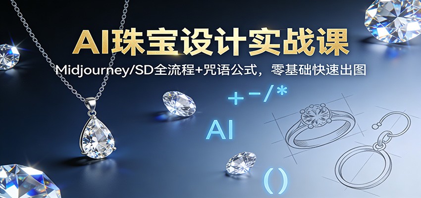 AI珠宝设计实战课：Midjourney/SD全流程+咒语公式，零基础快速出图-网创吧