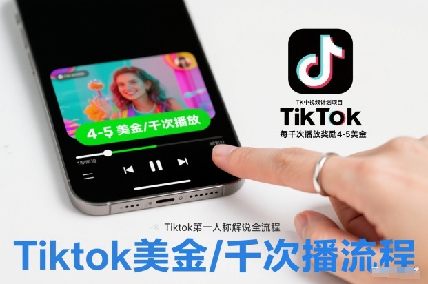 TK中视频计划项目,Tiktok第一人称解说流程,每干次播放奖励4-5美金-网创吧